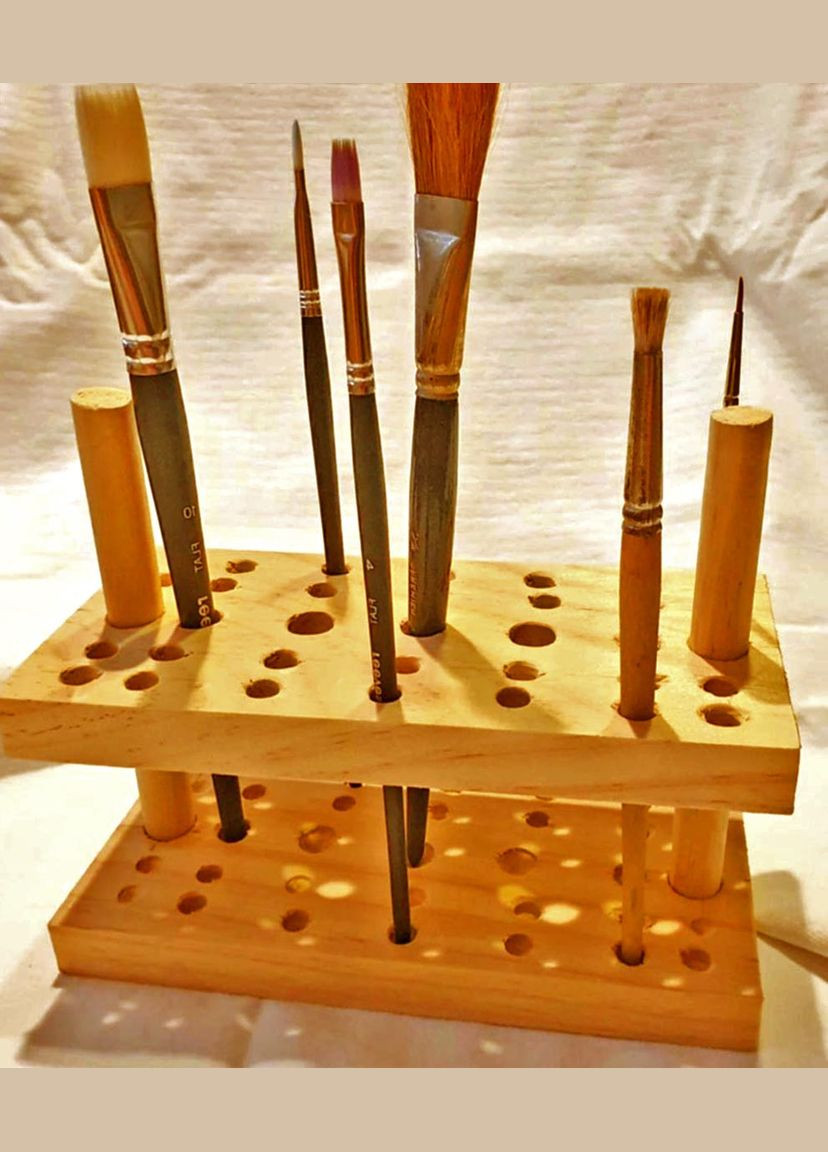 Органайзер для пензлів з дерева Каладе каррі (КСТ-000303) No Brand (328911986)