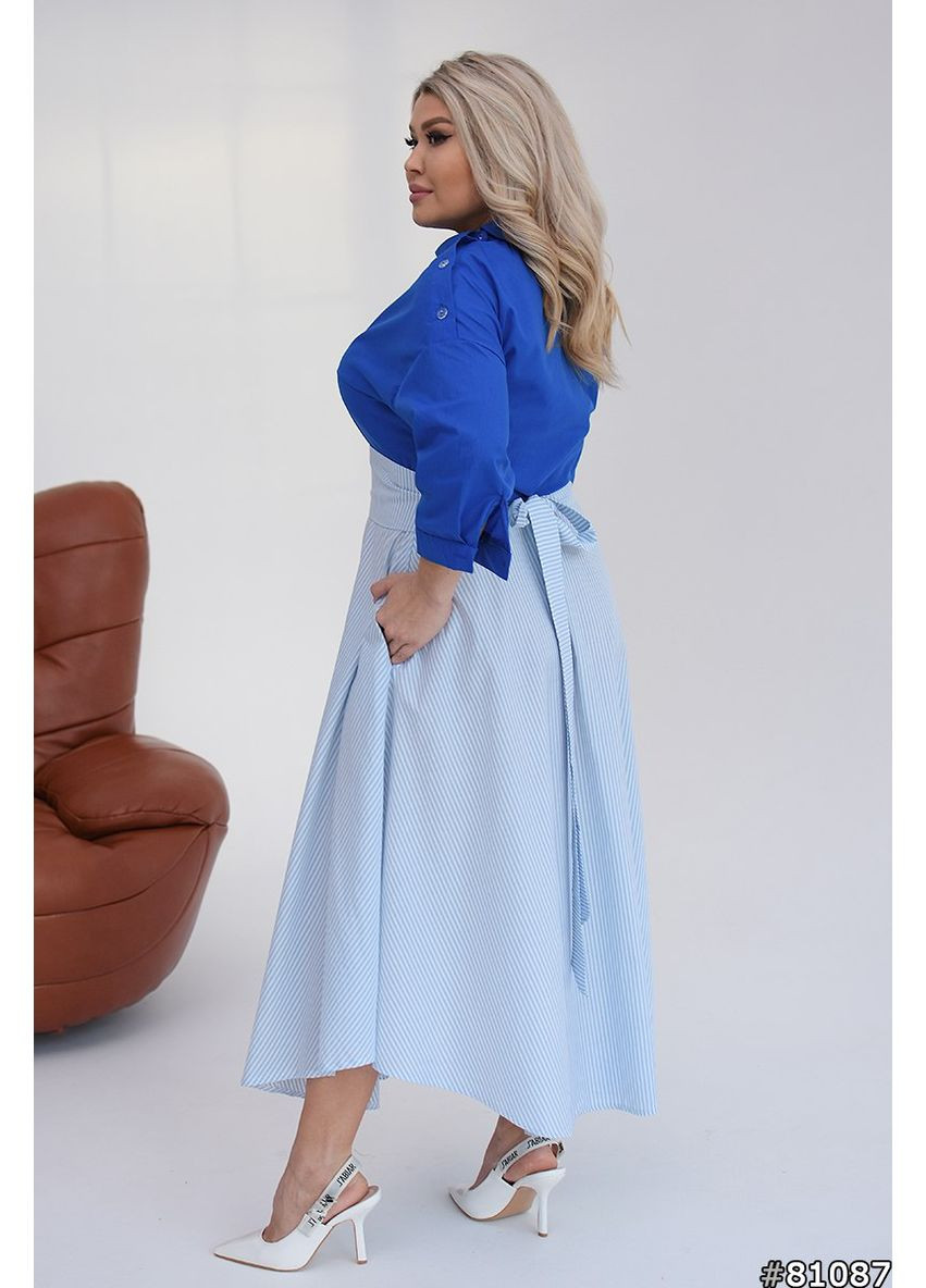 Синее праздничный, повседневный женское платье меди а-силуэт Avanti в полоску