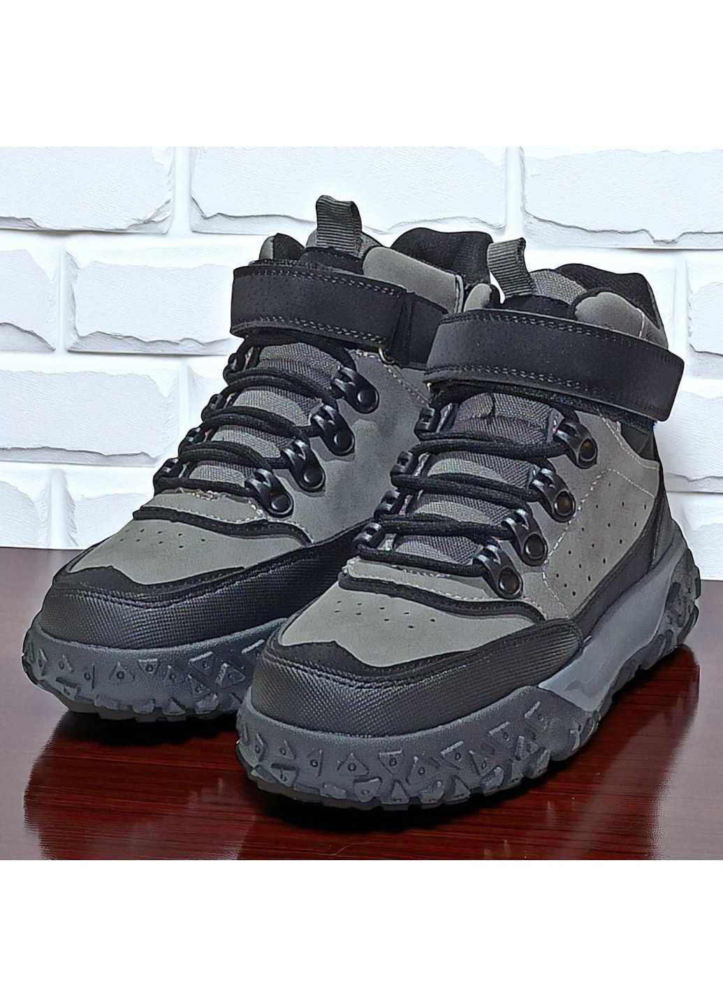 Утеплені демісезоні осінні підліткові черевики ортопедичні хайтопи на липучці для хлопчика підлітка на флісі Clibee (362184806)