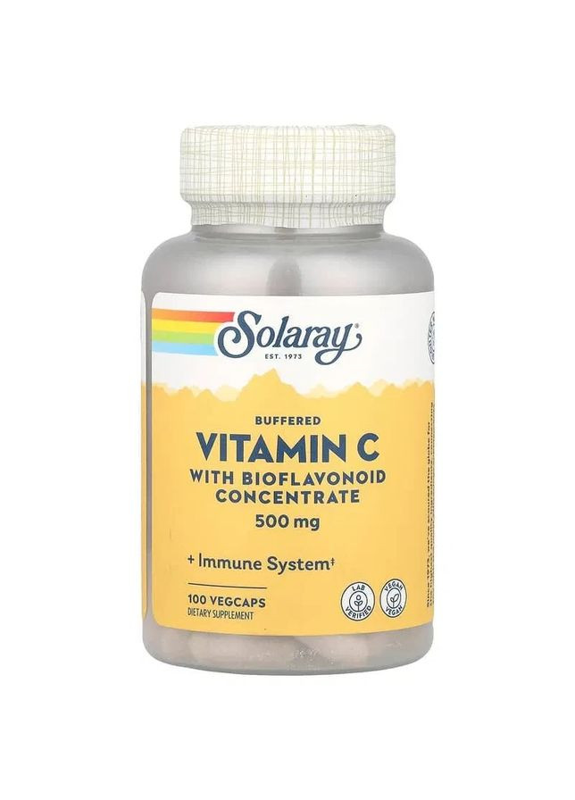 Вітамін C з концентрацією біофлавоноїдів Vitamin C with Bioflavonoid Concentrate 500 мг 100 капсул Solaray (361117744)