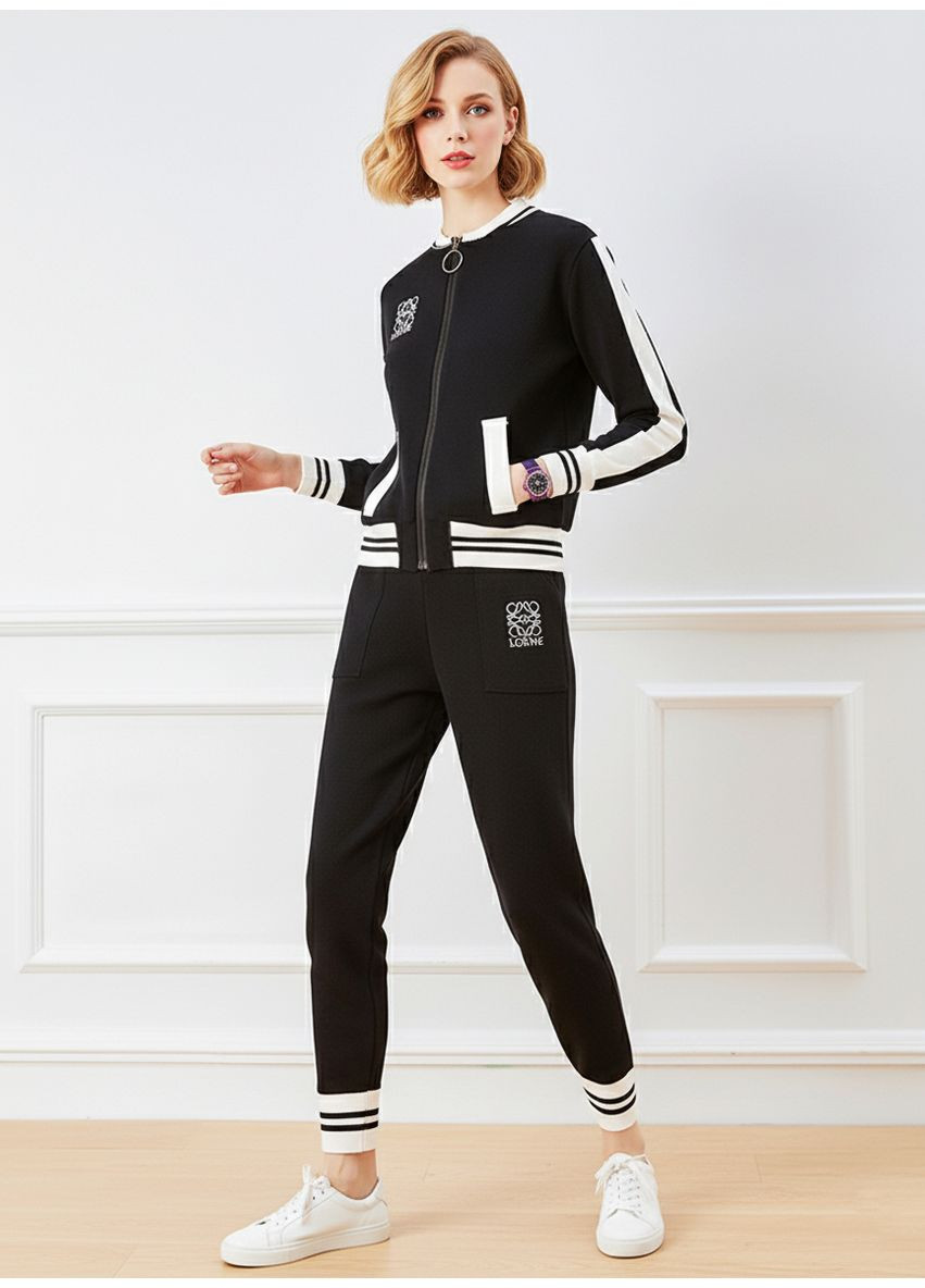 Жіночий спортивний трикотажний костюм Чорний Number Nine (336214075)