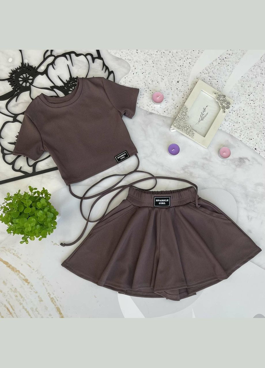 Фіолетовий літній стильний літній дитячий костюм No Brand