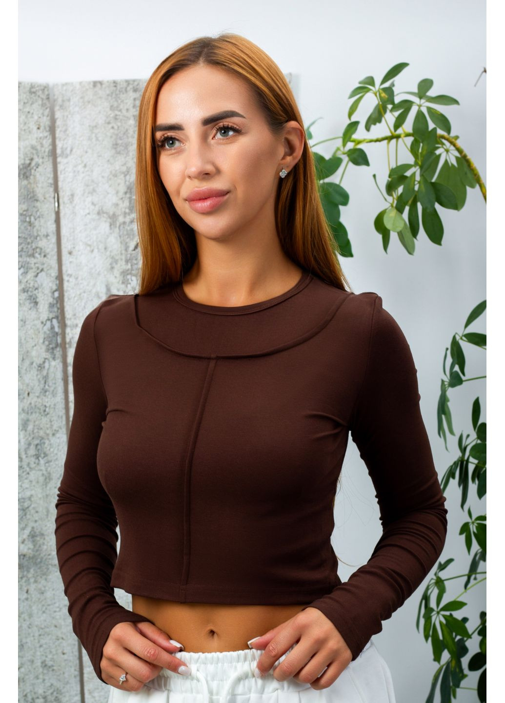 Лонгслів жіночий CT45 коричневий 346463 NaNa (356454751)