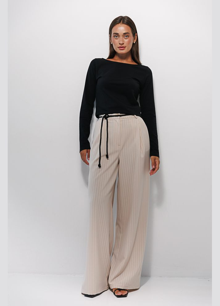 Женские палаццо в тонкую полоску светло-молочные Arjen (300584809)