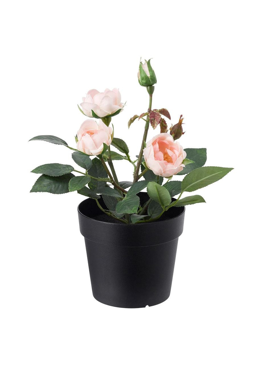 Искусственное растение в горшке для дома и улицы розовая роза 20 см IKEA (272150601)