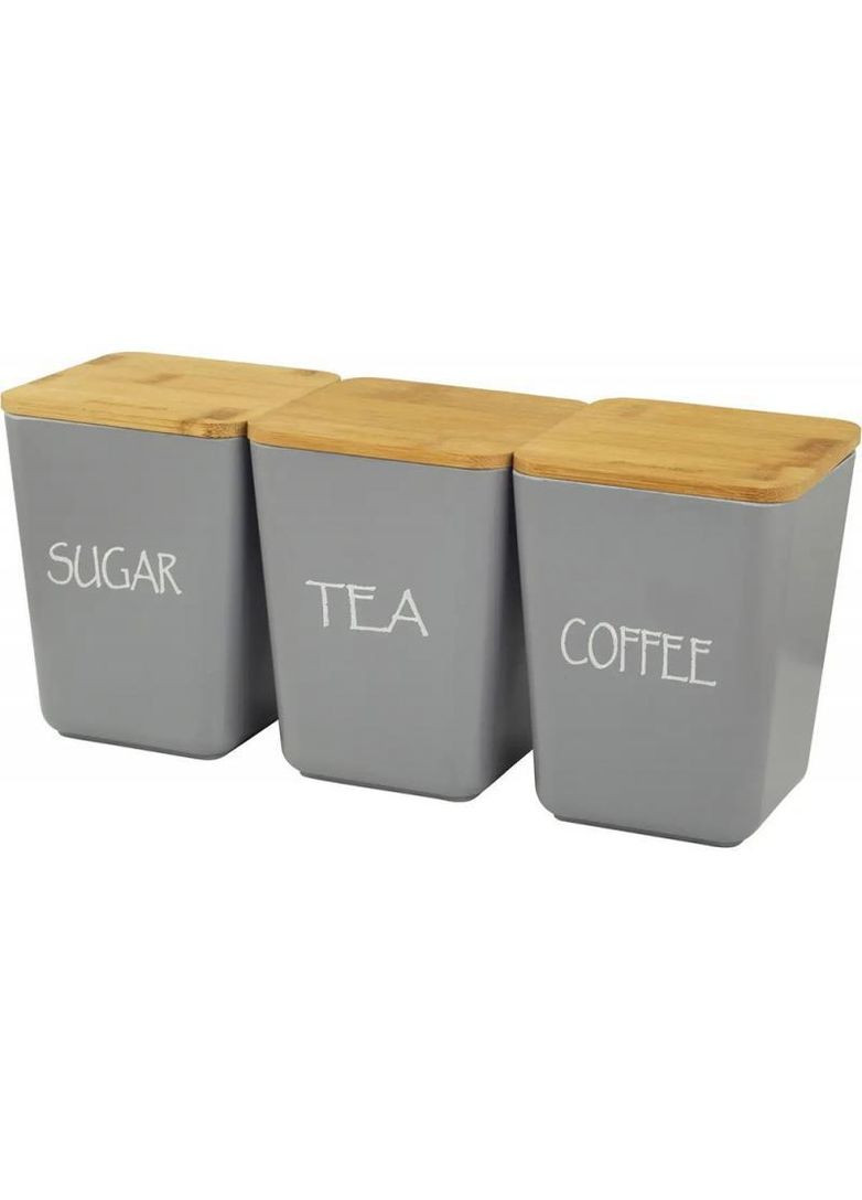 Набор 3 емкости из бамбукового волокна с крышкой, 11х11х10.6см, серый Kamille (330134738)