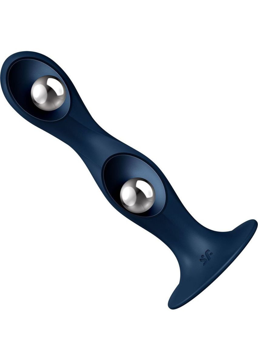 Дилдо Double Ball-R Dark Blue, унисекс, подвижные шарики внутри, на присоске Satisfyer (304996216)