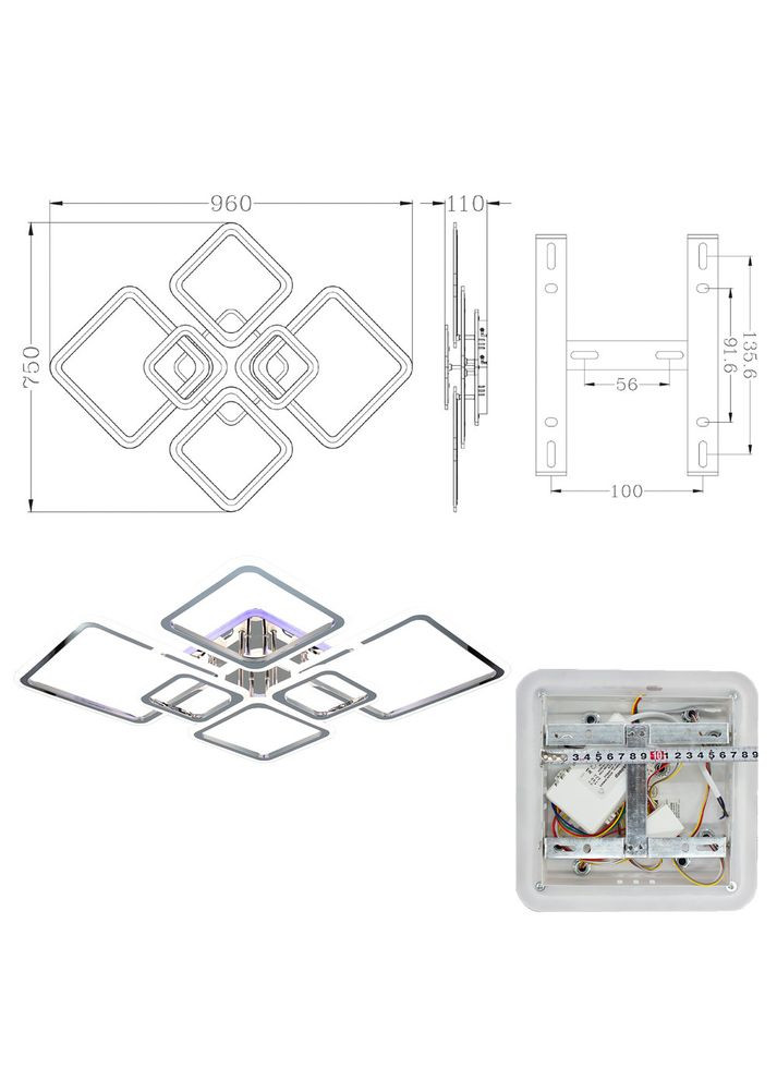 Керована світлодіодна СМАРТ люстра OVAL RGB 120 Вт 7S 960x750x110мм ESLLSE (367831347)