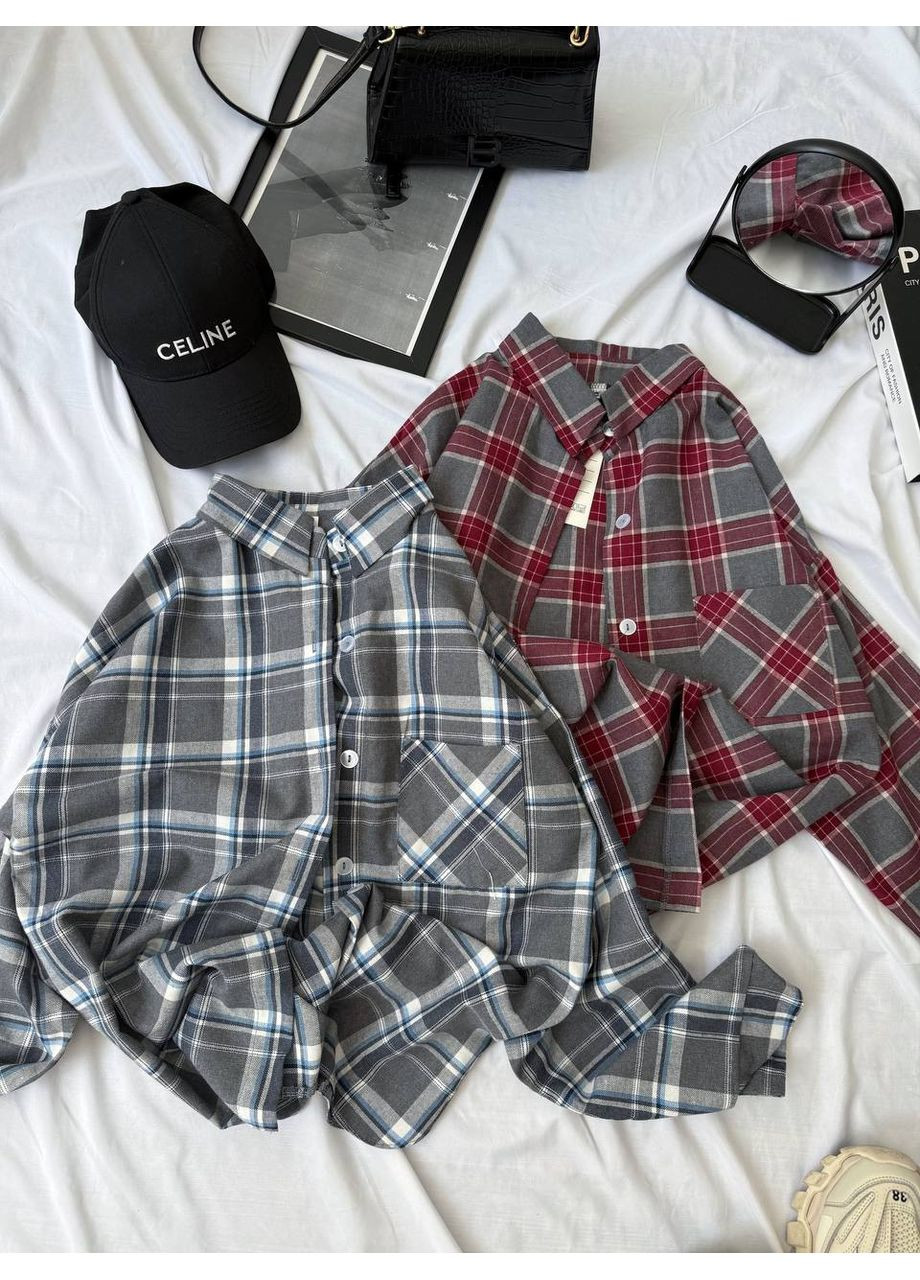 Серая повседневный рубашка Україна с длинным рукавом