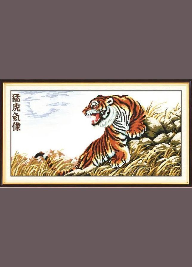Набір для вишивання за нанесеною на канву схемою "A tiger fuul of momrntum". AIDA 14CT printed 71*40 см Joy Sunday (313613434)