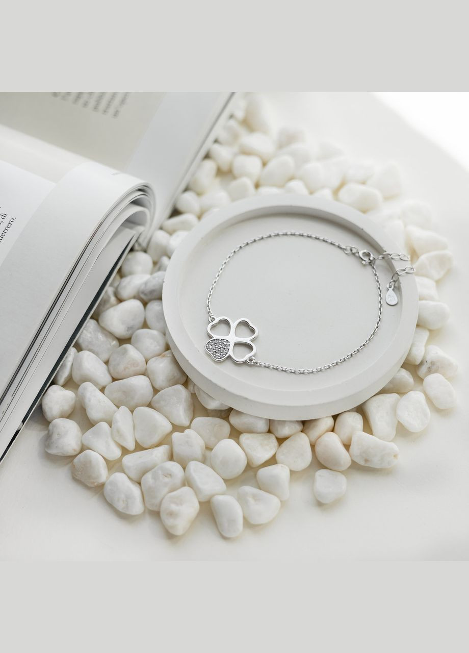 Серебряный браслет на тонкой цепочке с фианитами. No Brand (354721998)