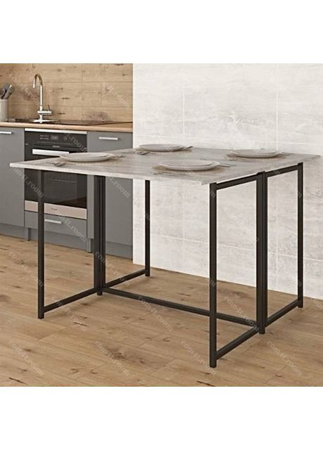 Стол кухонный раскладной лофт, ширина 1175 мм. D-040 Бетон + Черный No Brand (371909596)