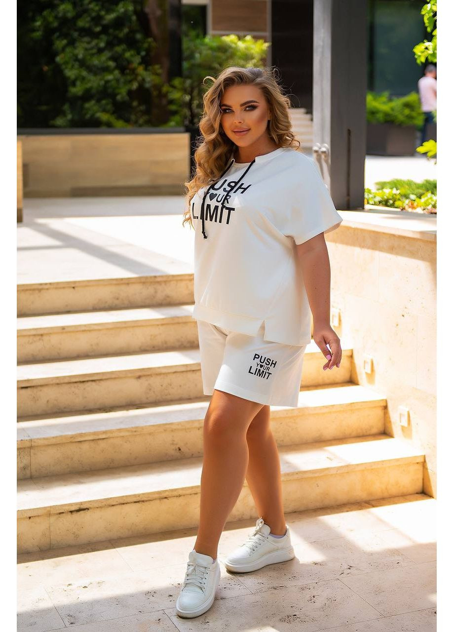 Жіночий прогулянковий костюм футболка та шорти м'ятного кольору New Trend (304645753)