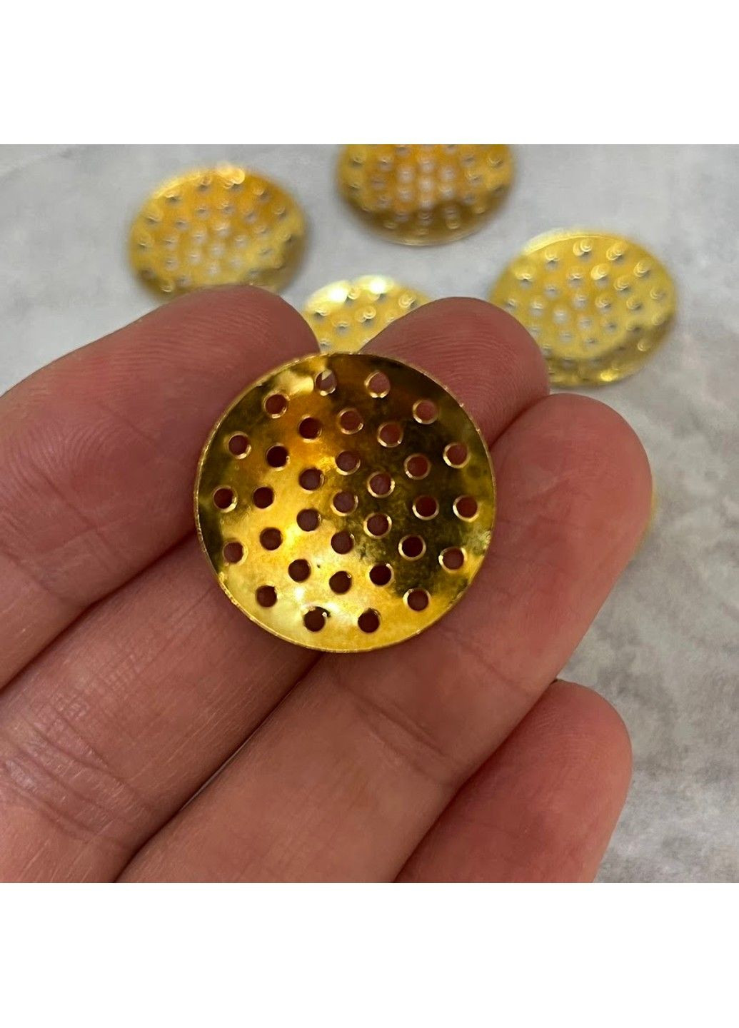 Основа для броши-сеточка (перфорированная платформа) размер 2 см, цвет-золото, арт 016859, упаковка 10 ш. No Brand (316646240)