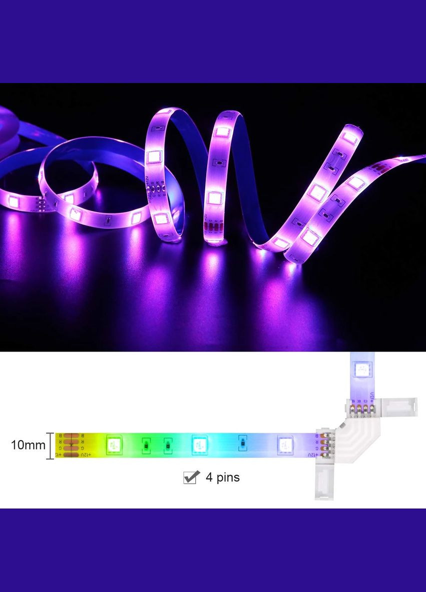 Конектор для світлодіодної стрічки LED кутовий L-подібний 10мм 4pin No Brand (334302343)