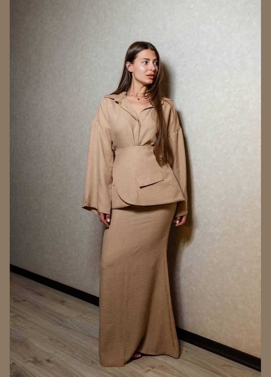 Костюм тройка с рубашкой, юбкой и баской Adelante (335013538)