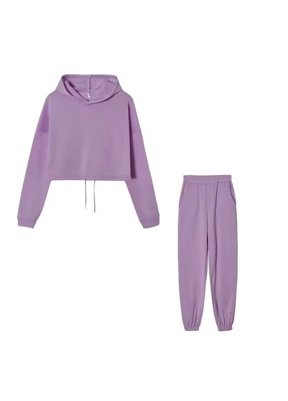 Костюм жіночий двійка з укороченим худі М фіолетовий Жіночий костюм оверсайз рожевий L No Brand (341331007)