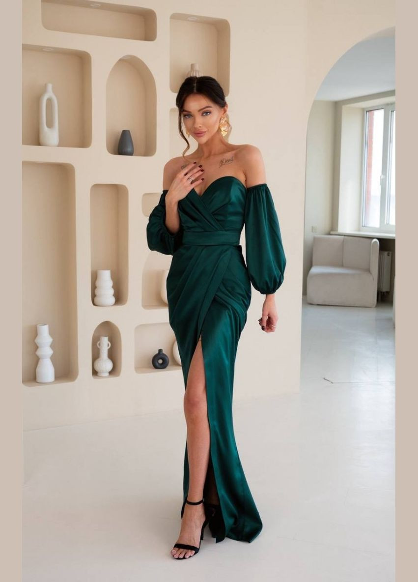Зелена вечірня плаття футляр First Woman однотонна