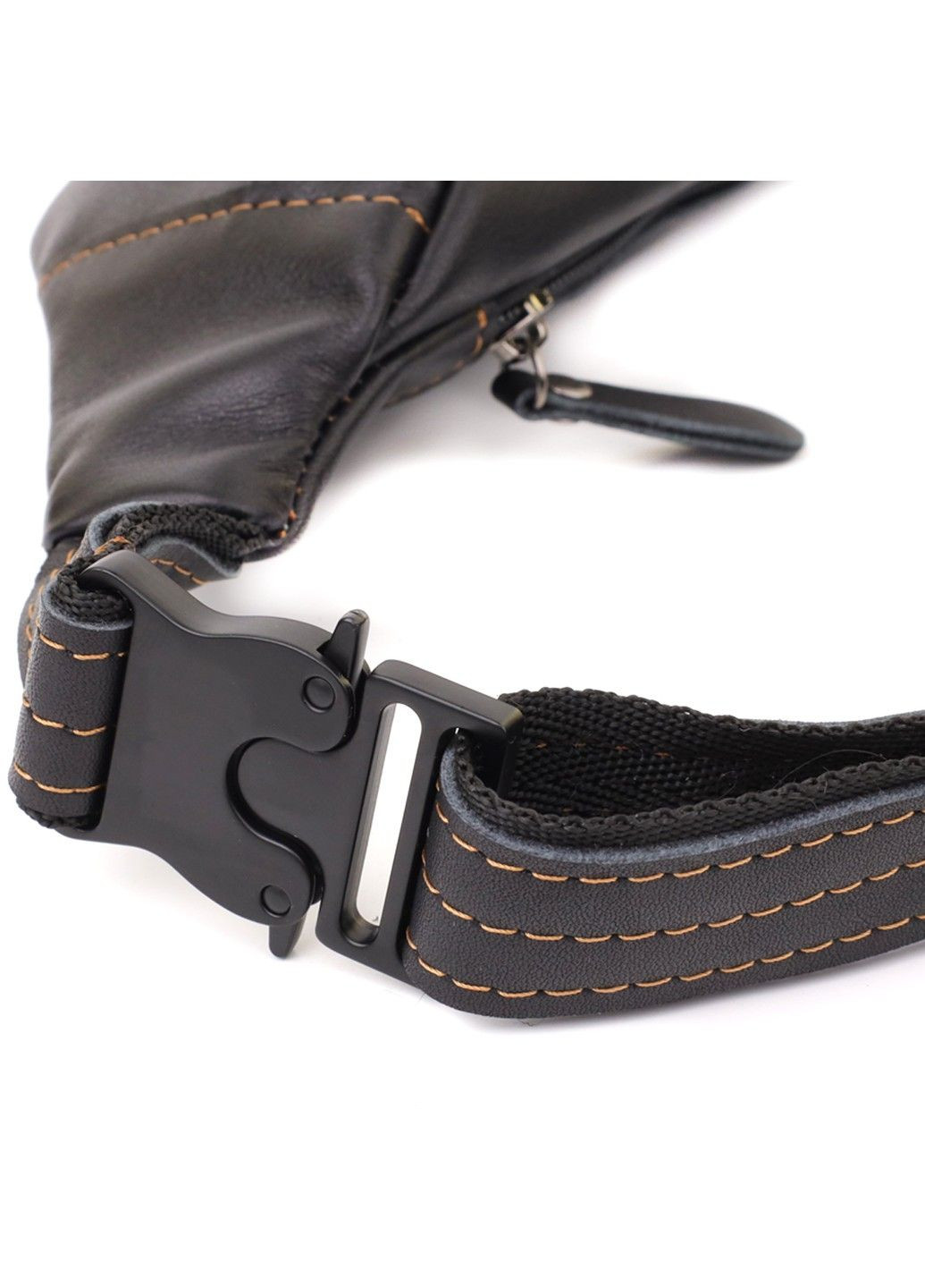 Мужская сумка-бананка из натуральной гладкой кожи 23125 Черный Shvigel (335007590)