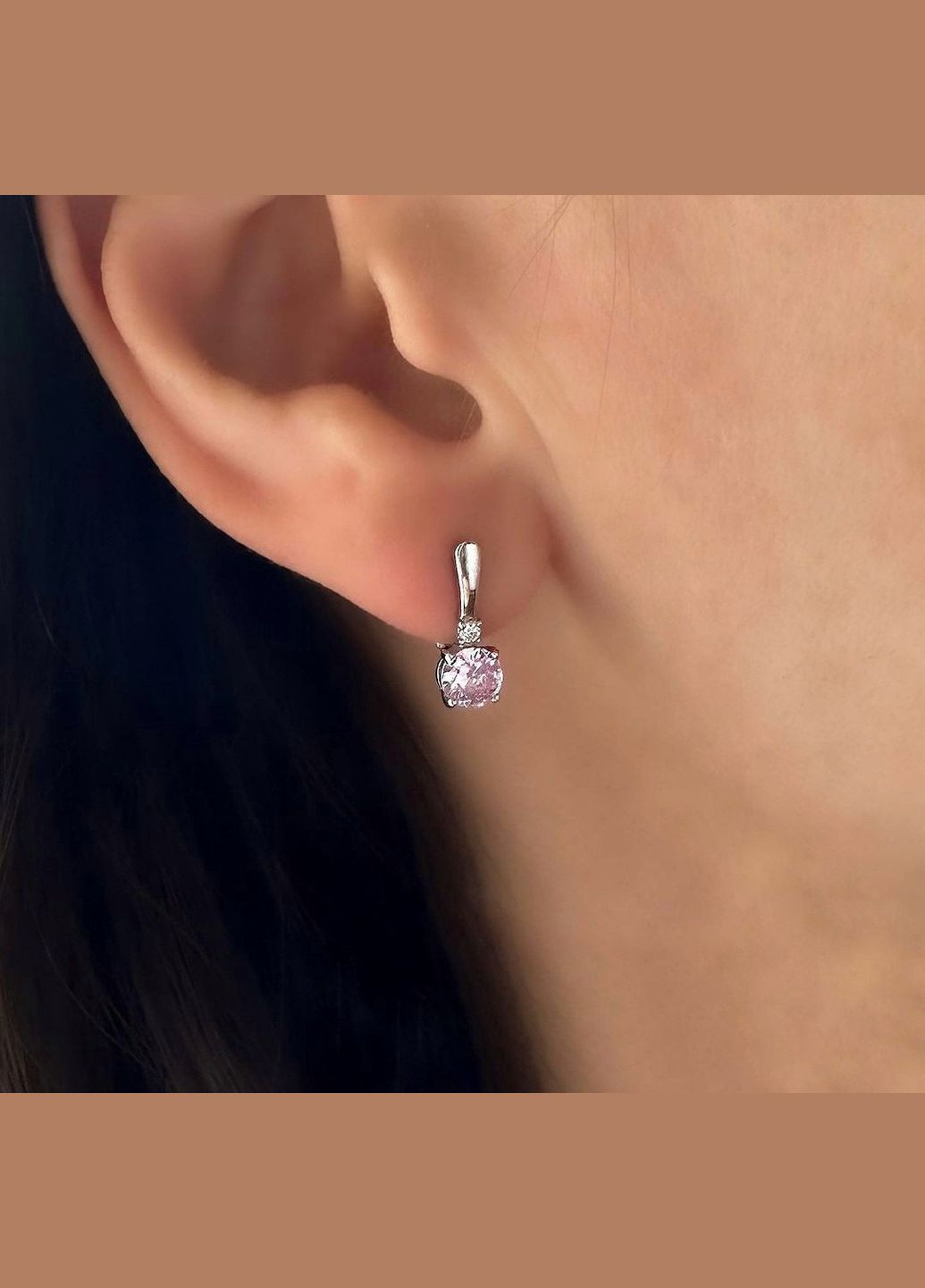 Серебряные серёжки серьги с Розовыми камнями серебро 925 пробы Родированное 82055р 1.62г No Brand (306743304)