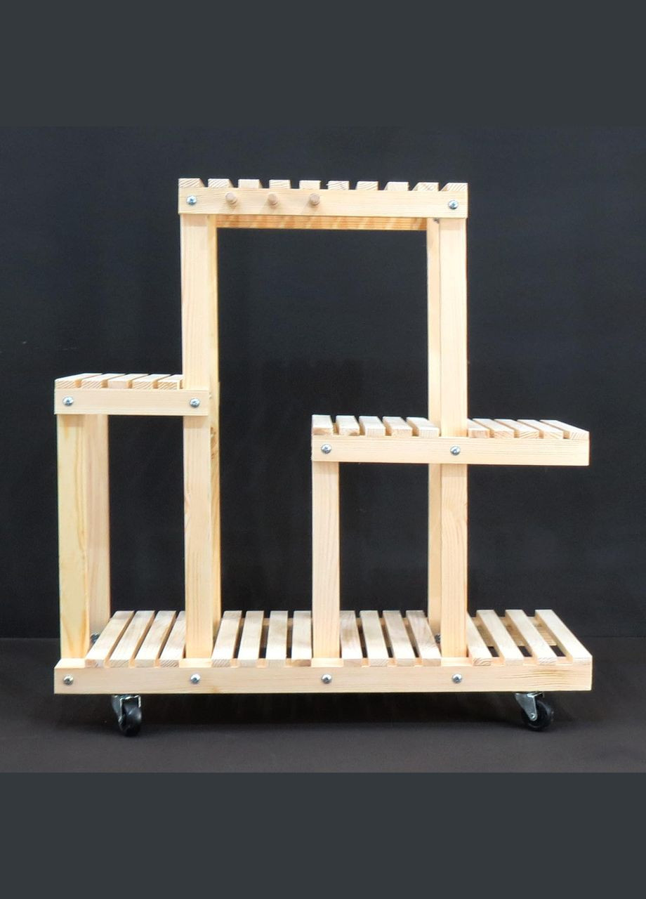 Подставка для цветов из дерева Шатийон на колёсиках бланже (ЦВТ-111301) No Brand (328227042)