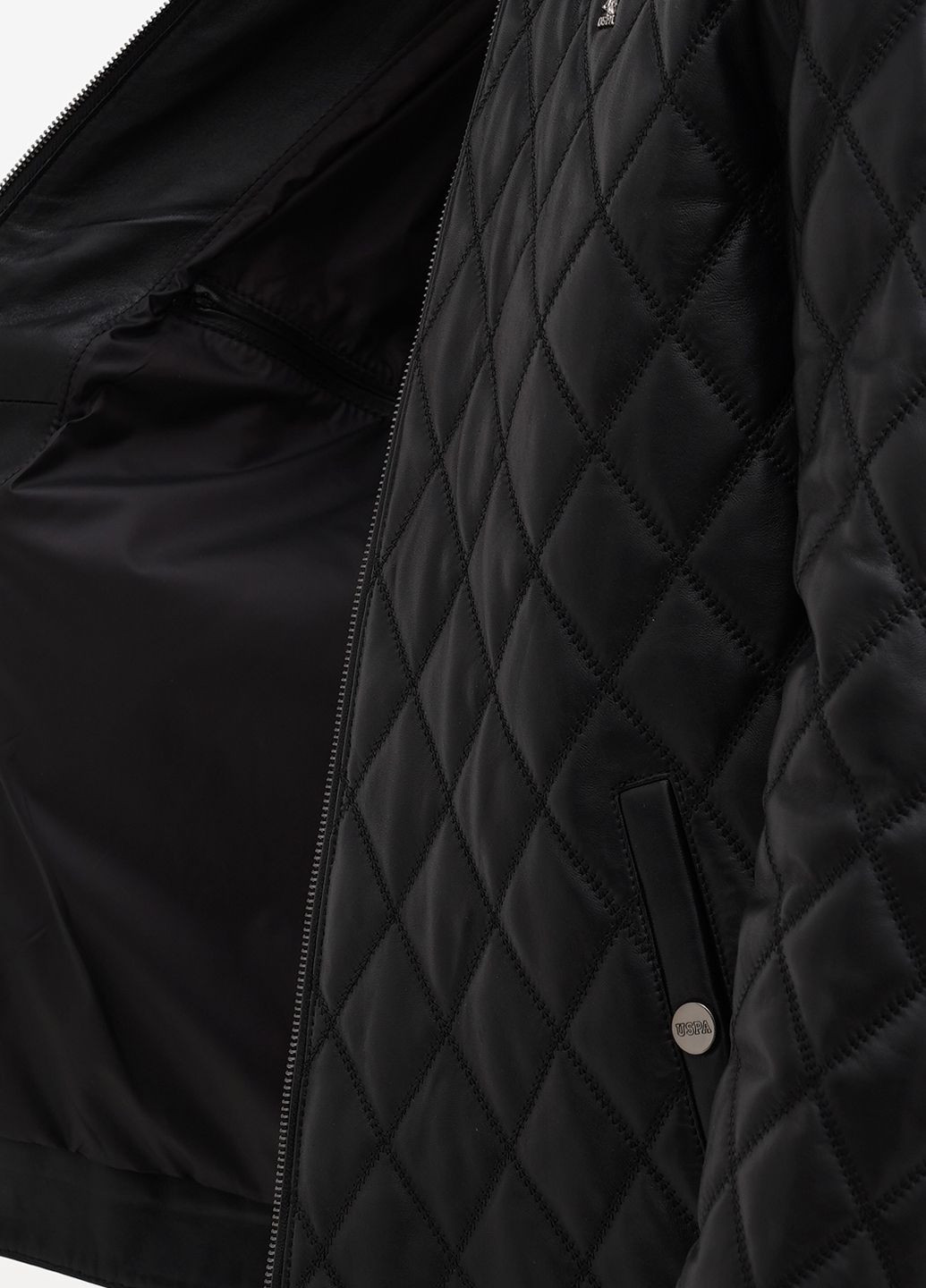 Черная кожаная куртка u.s. polo assn мужская U.S. Polo Assn.