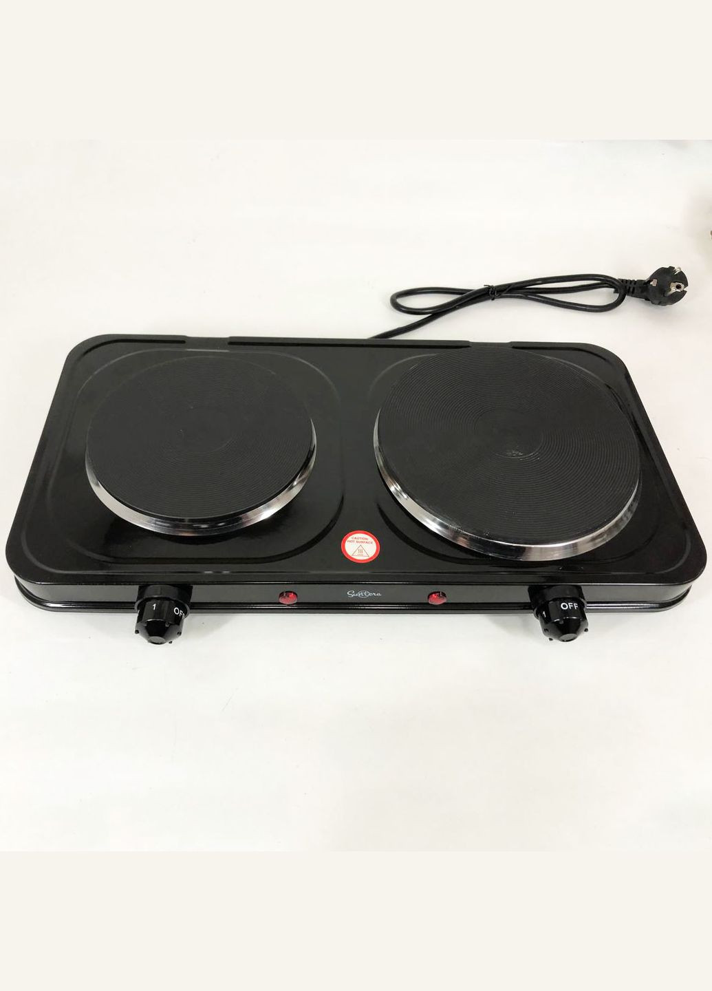 Плитка настольная электрическая DP-1935B, 2500 W, 2 конфорки разного диаметра. Цвет: черный Suntera (364665122)