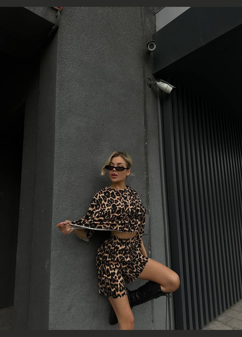 Женский костюм с леопардовым принтом тринитка петля No Brand 183 (293244744)