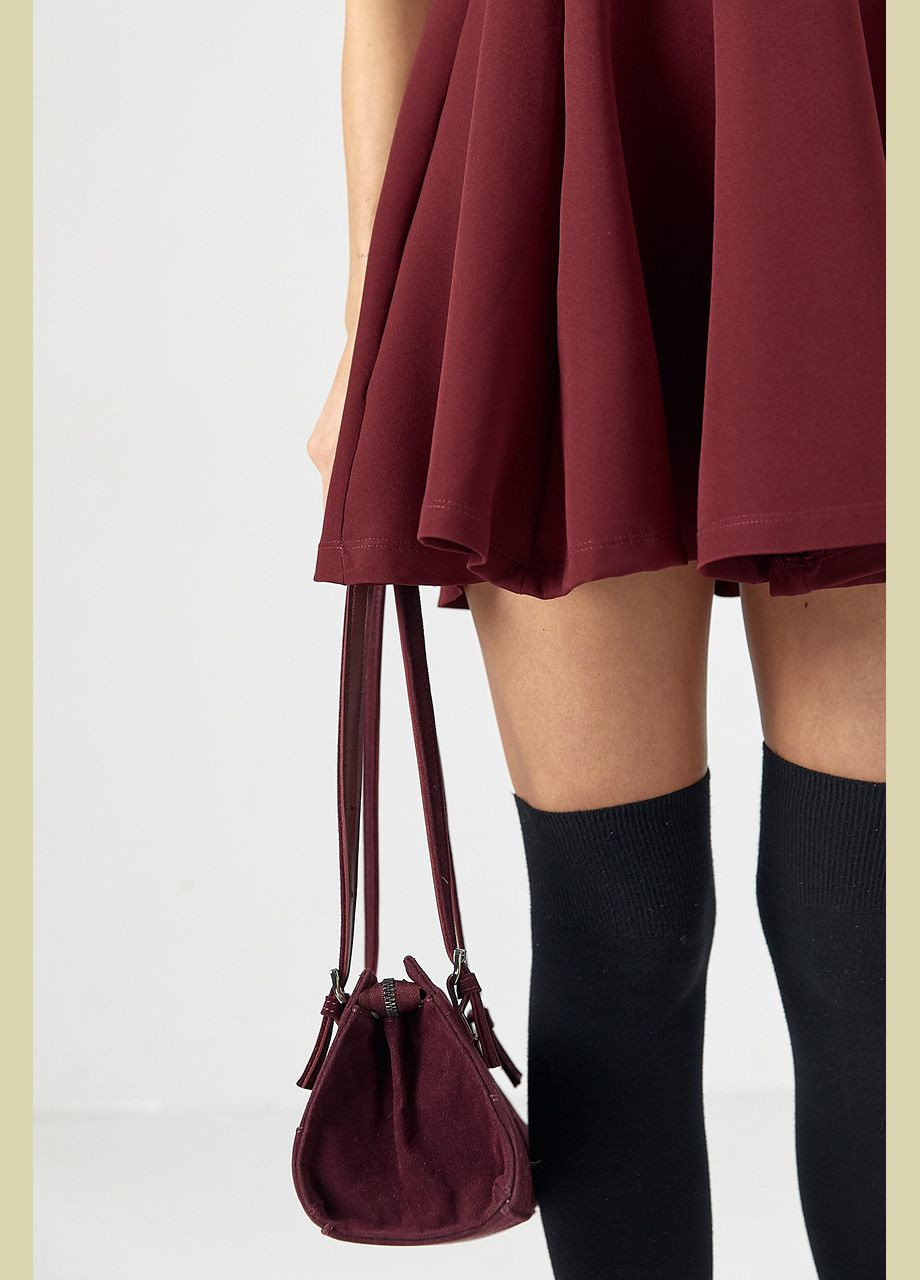 Бордова жіноча міні-сукня з короткими рукавами Lurex