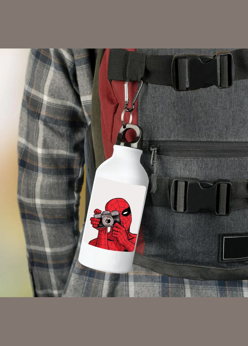 Фляга (бутылка) для воды с карабином Марвел 500 мл Металлическая #07 500 мл Белый No Brand (323639435)