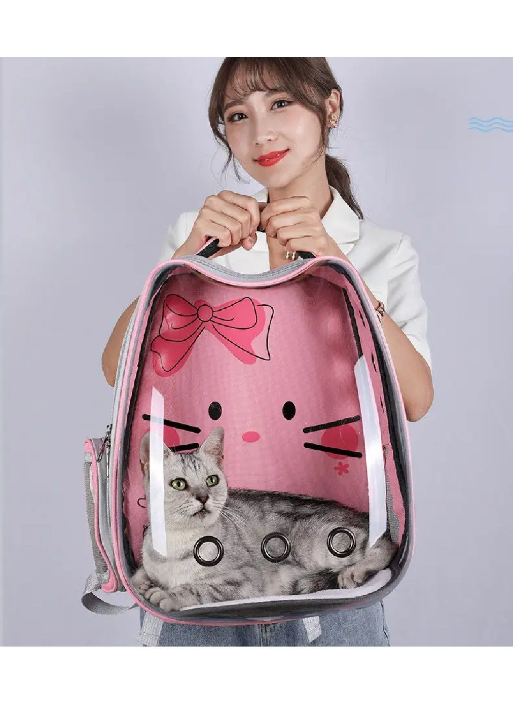 Рюкзак з прозорою стінкою для перевезення транспортування тварин собак котів вагою до 7 кг (481079-Prob) Рожевий Unbranded (352683282)