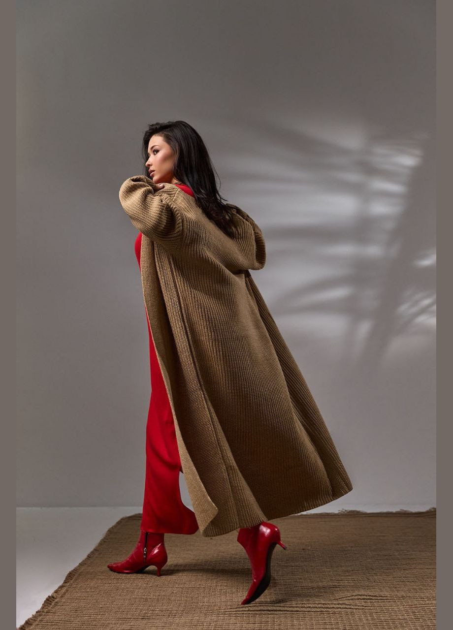 Розпашний кардиган з напіввовняної пряжі з поясом Triko Bakh (305406908)