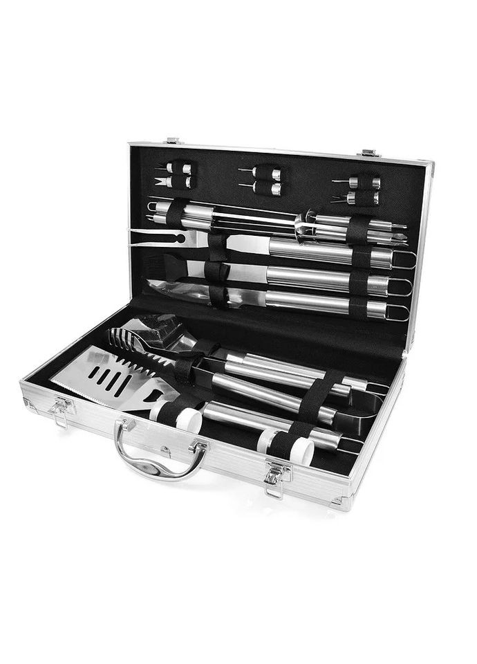 Набір для барбекю, гриля 18 предметів з нержавіючої сталі в алюмінієвому кейсі (1756375316) No Brand (324268506)