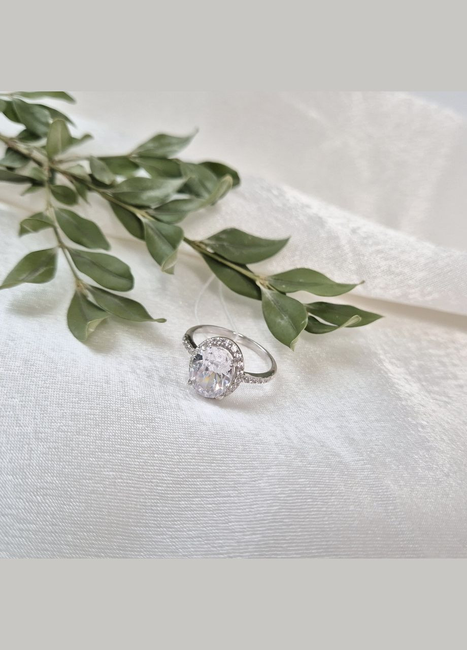 Срібна каблучка з Великим Білим Каменем розмір срібло 925 проби Родоване 81044б 2.86г No Brand (334012725)