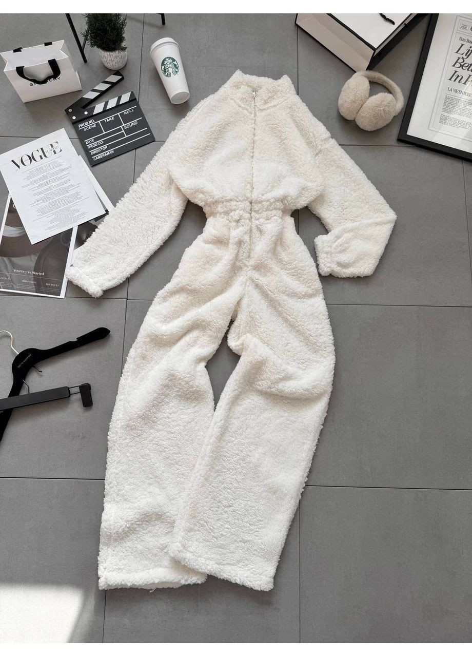 Теплый комбинезон тедди Adelante комбинезон-брюки однотонный белый повседневный