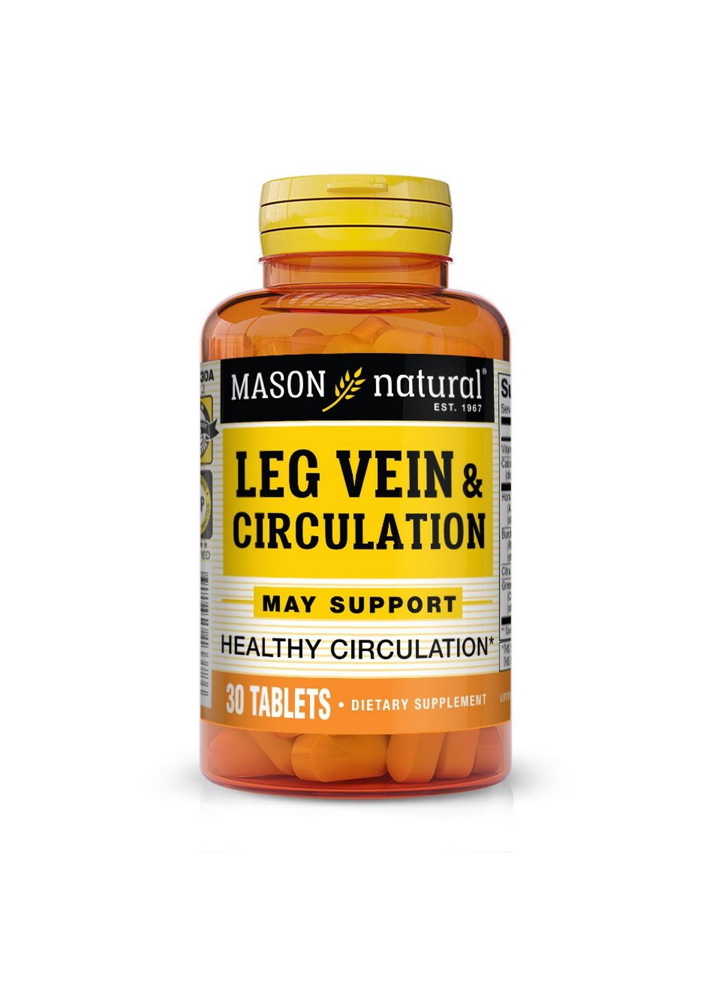 Натуральна добавка Leg Vein & Circulation, 30 таблеток Mason Natural (293480535)
