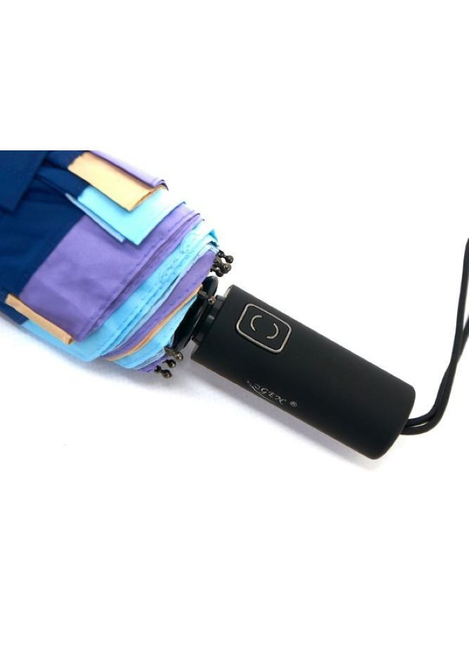 Синя парасолька жіноча автомат fcre 5506 на 12 подвійних спиць з райдужною облямівкою синя Frei Regen середня (365653759)