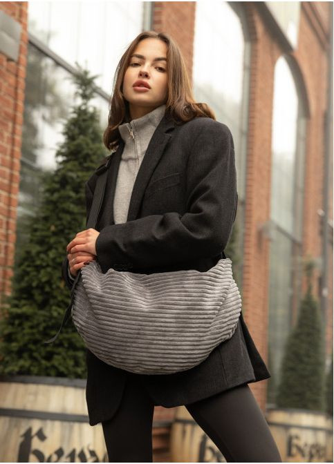 Жіноча хутряна сумка Хобо Графіт (729058428) Sambag (360965795)