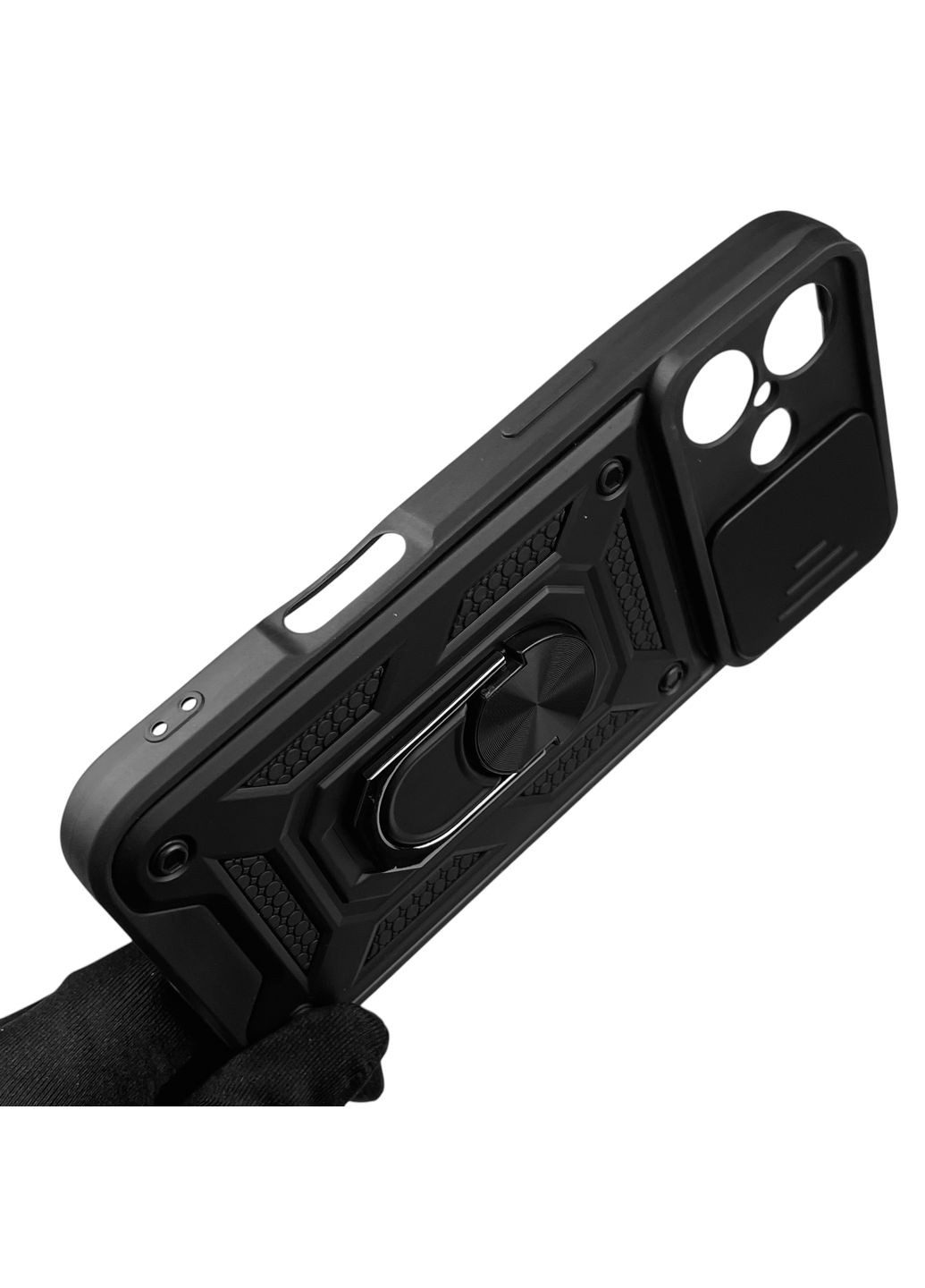 Чохол для iPhone 16 броньований з кільцем-тримачем підставкою зі шторкою на айфон 16 чорний rg1 Apple (366232670)