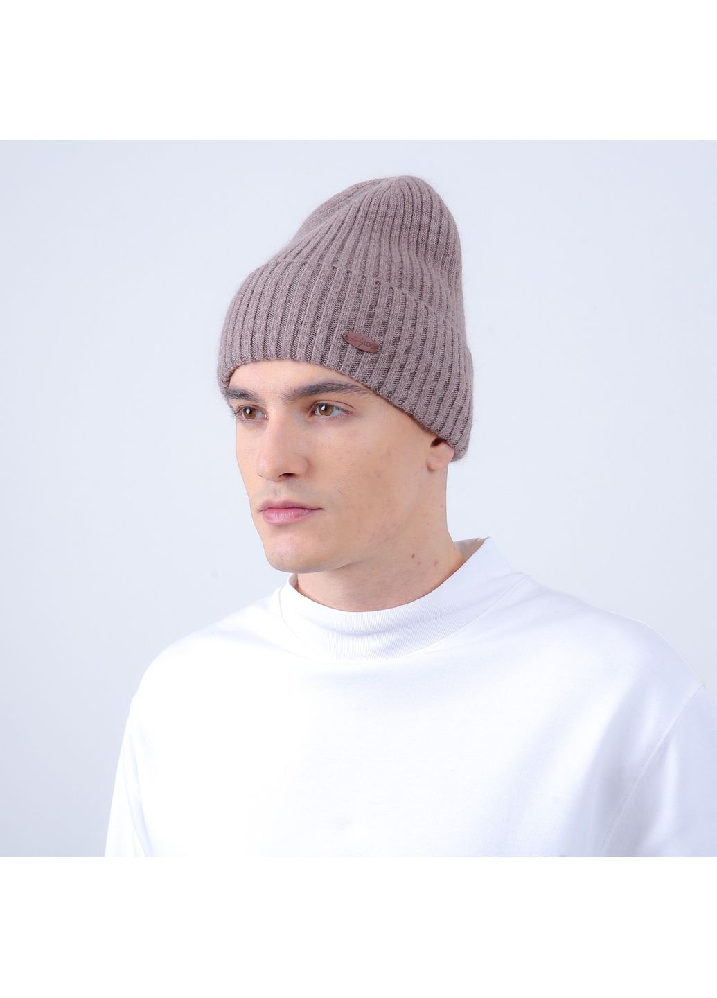 Шапка бини мужская шерсть коричневая FREDERICK 699-787 LuckyLOOK 699-787M (362576594)