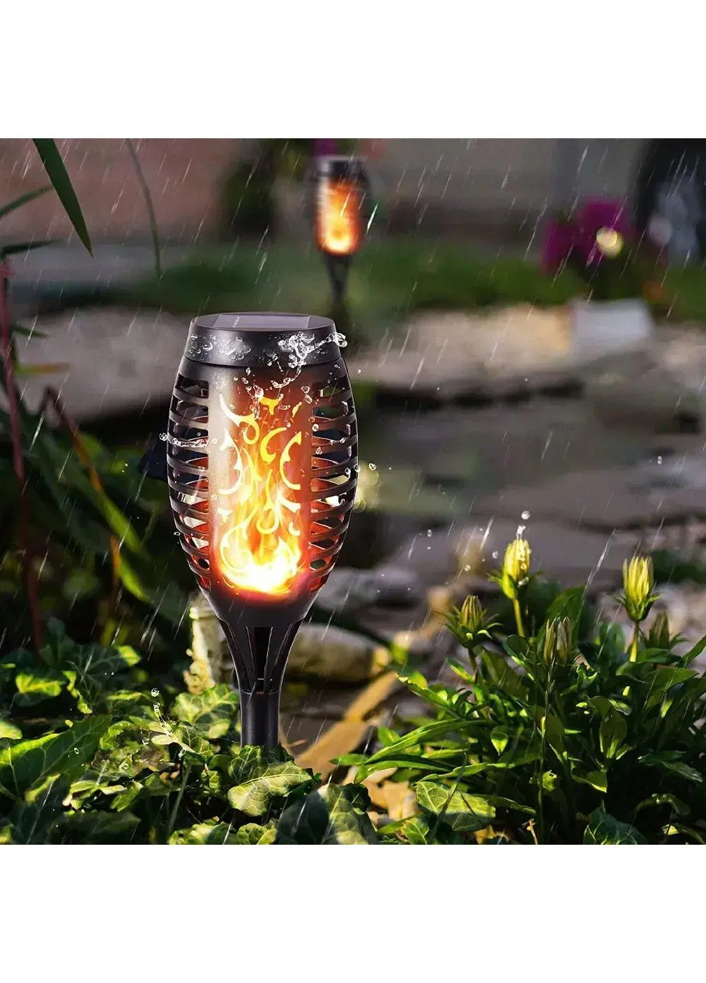 Комплект садових світильників ліхтарів факелів з ефектом полум'я на сонячній батареї 52 см 96LED 12 штук (480737-Prob) Unbranded (341382534)