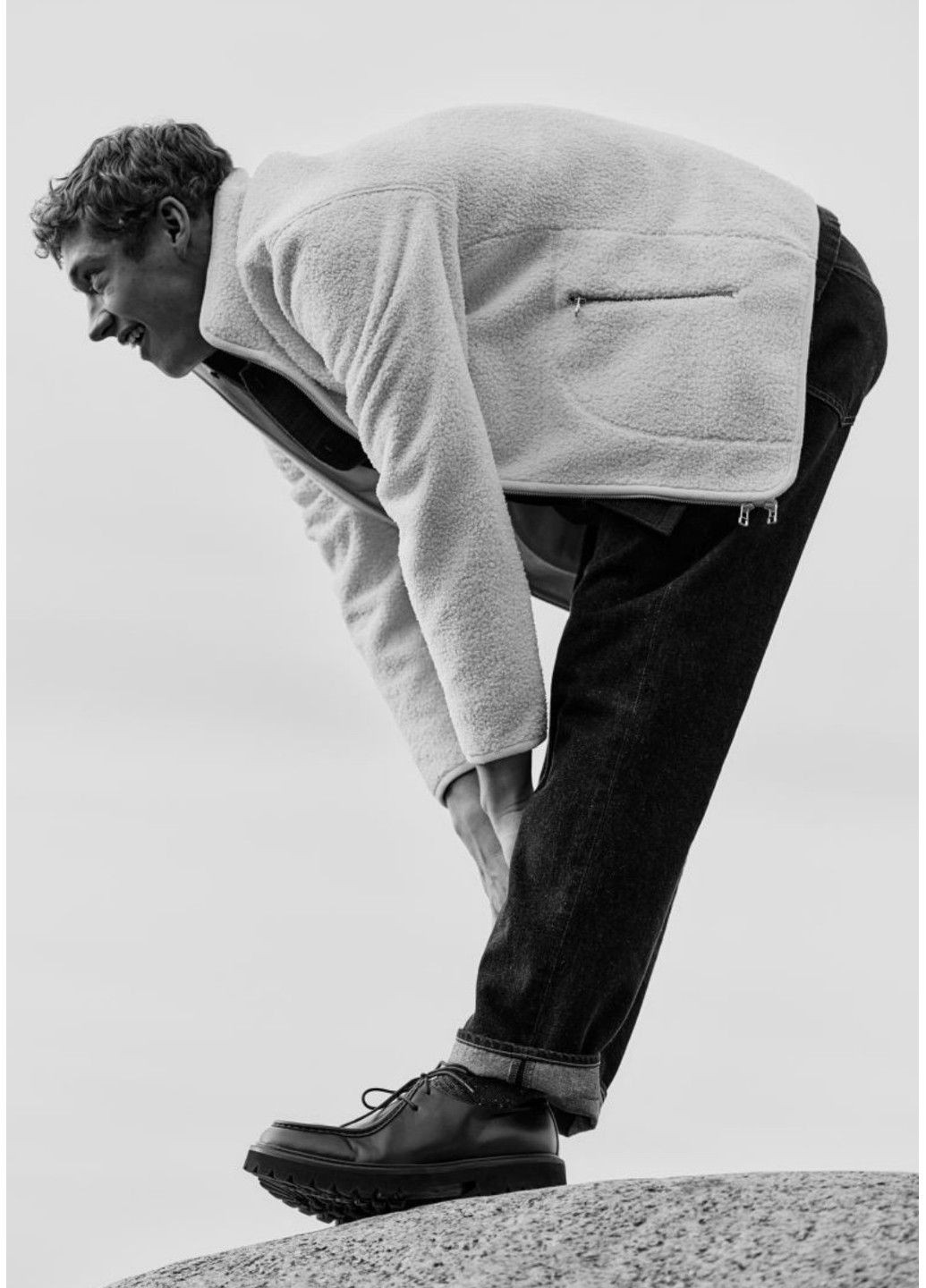 Біла демісезонна чоловіча плюшева куртка стандартного крою н&м (58011) s біла H&M