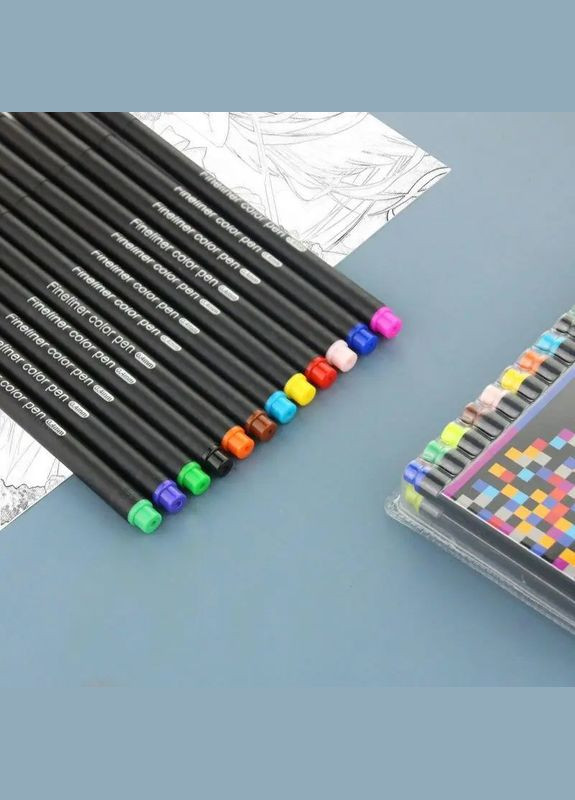 Набір різнокольорових лінерів Fineliner Color 12 кольорів, професійний набір лінерів для скетчів та малювання! 123 (316685417)