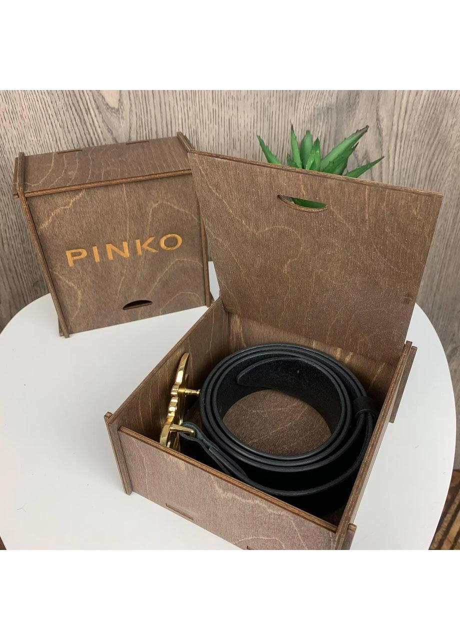 Женский кожаный поясной ремень в стиле Pinko с птичками золотистый No Brand (393699917)