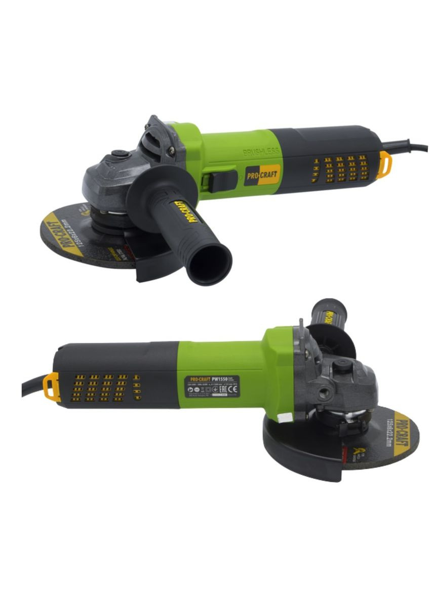 Кутошліфувальна машина безщіткова PW1550 125 мм ProCraft (363056018)