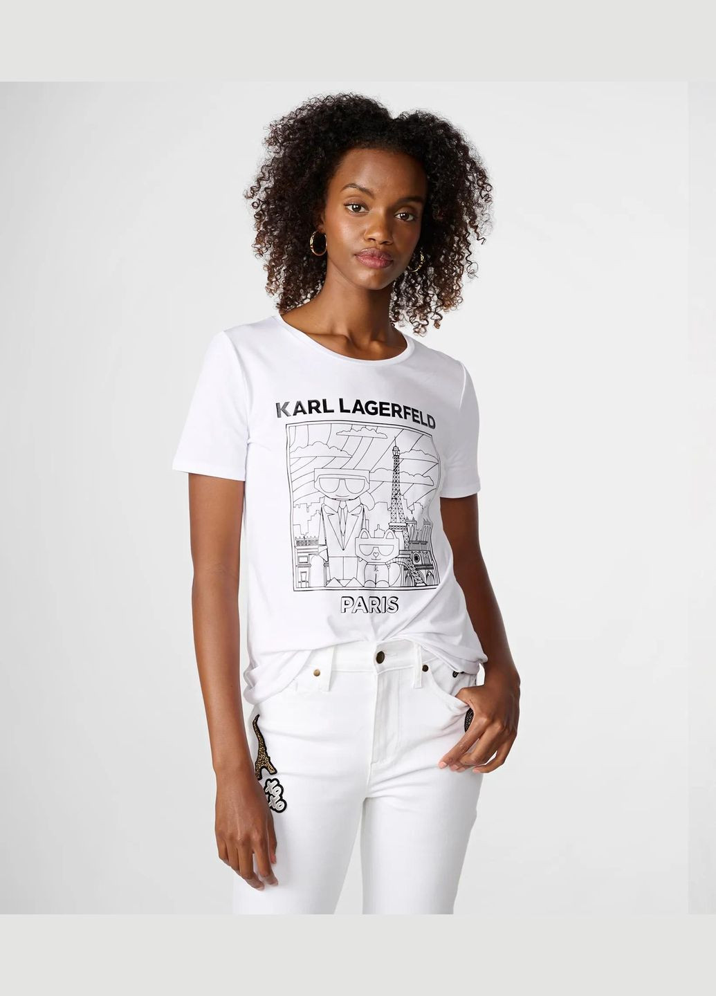 Белая летняя футболка с коротким рукавом Karl Lagerfeld