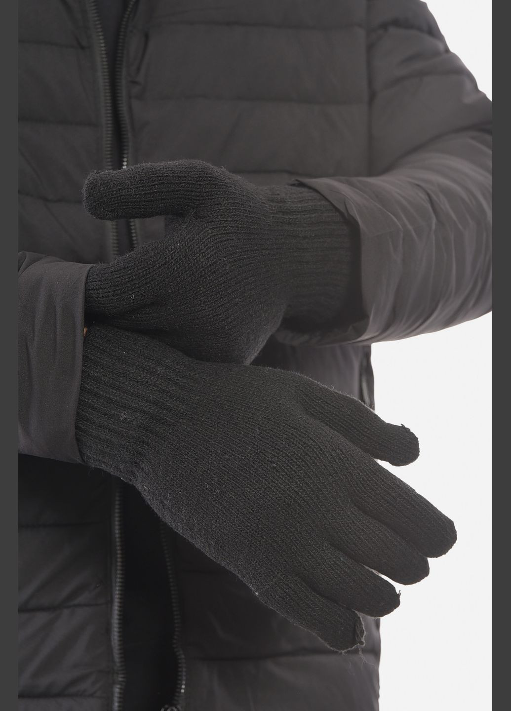 Перчатки мужские акриловые утепленные черного цвета Let's Shop (307791422)