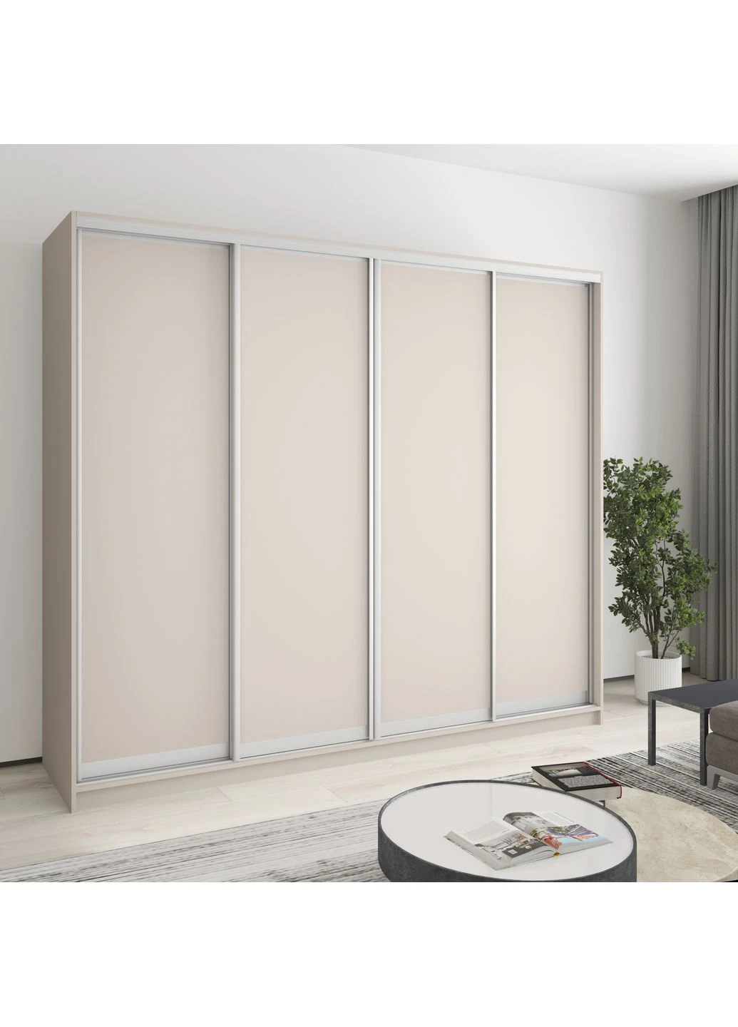 Шафа-купе чотиридверна Стандарт AL 4ДСП 240x60x210 см Кашемір (MBS-12205) MebelStar (398837190)