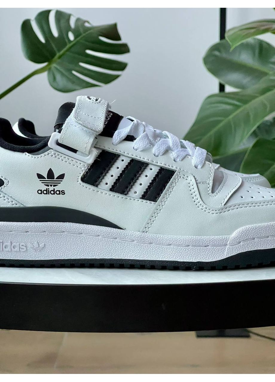 Кроссовки женские и мужские Adidas Forum Low White Black | Адидас Форум низкие белые No Brand белые демисезоны (362207196)