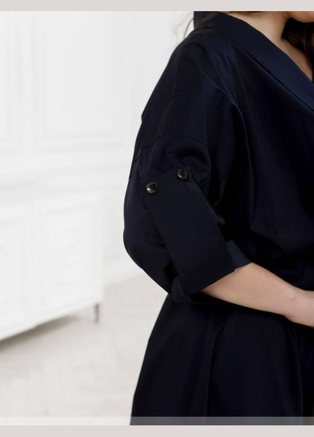 Темно-синее джинсовое платье рубашка демисезонное женское элегантность и комфорт sf-174 темно-синий, 62 Sofia однотонное